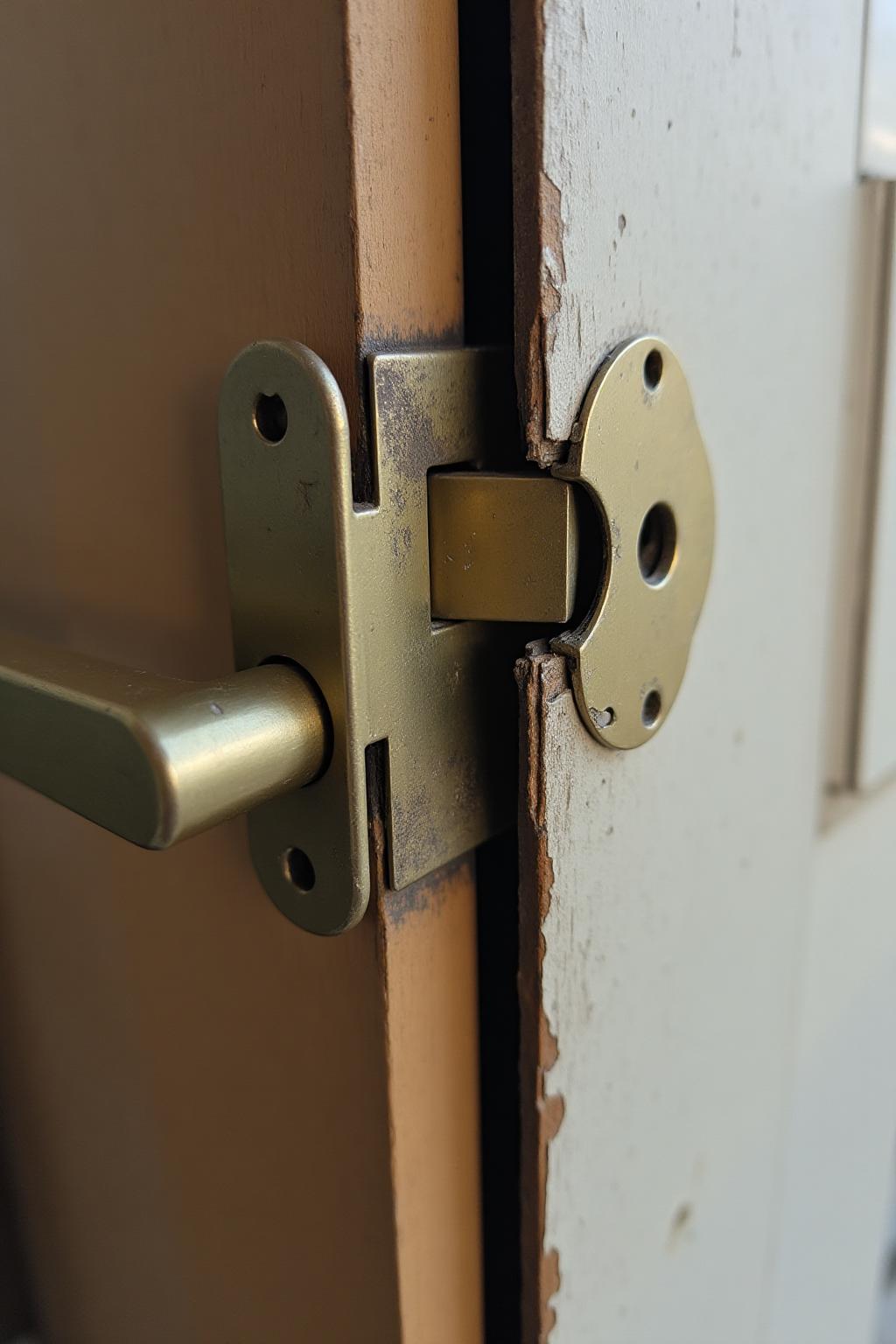 Close-up of door hardware issue